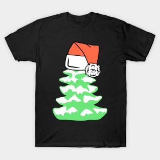 Green Christmas Tree In A Santa Hat T-Shirt